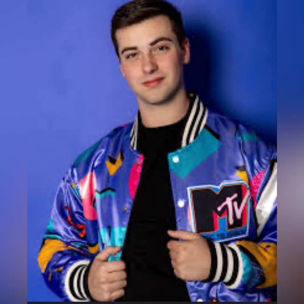 Vintage MTV Vibrant Blue and Multicolor Bomber Jacket Rare 
80s 1981 Unisex - Picture 10 of 10